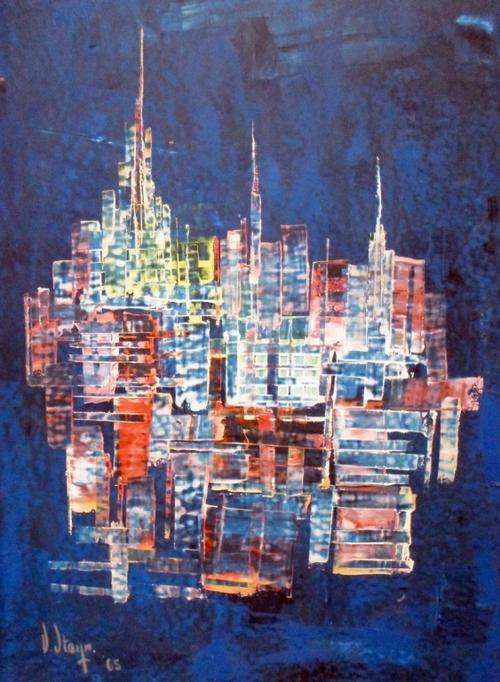 V Steyn - Abstract city scape - A beautiful painting! Take a look!